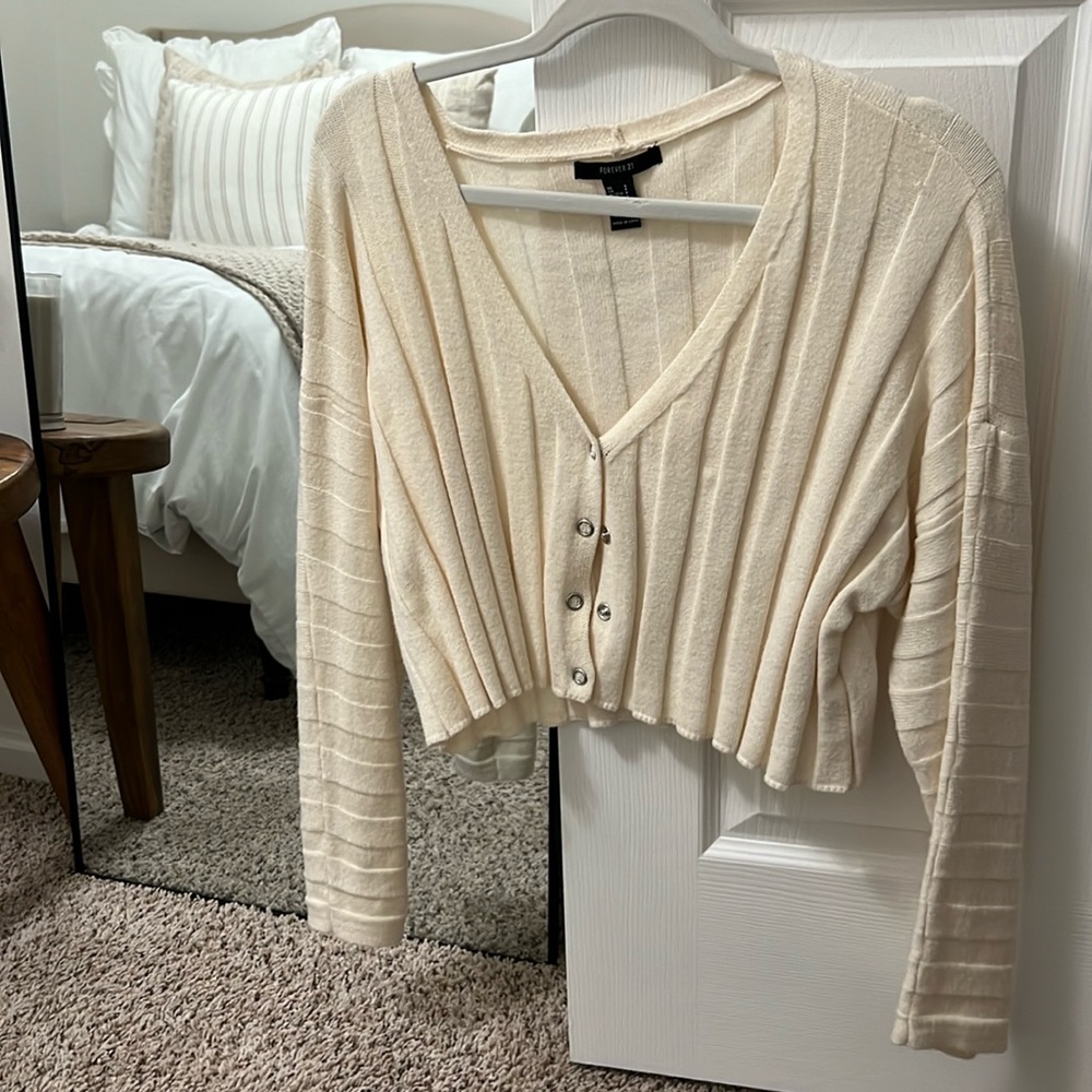 Cream cropped cardigan